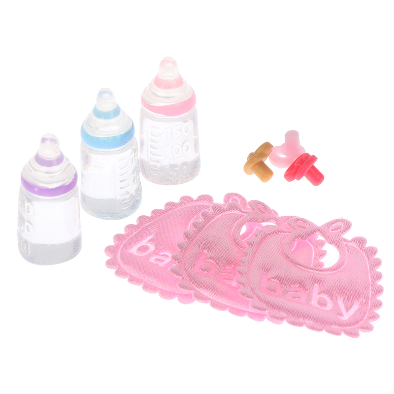 Resin Art Baby - مجموعة زجاجات الطفل المصغرة والمريلات ،